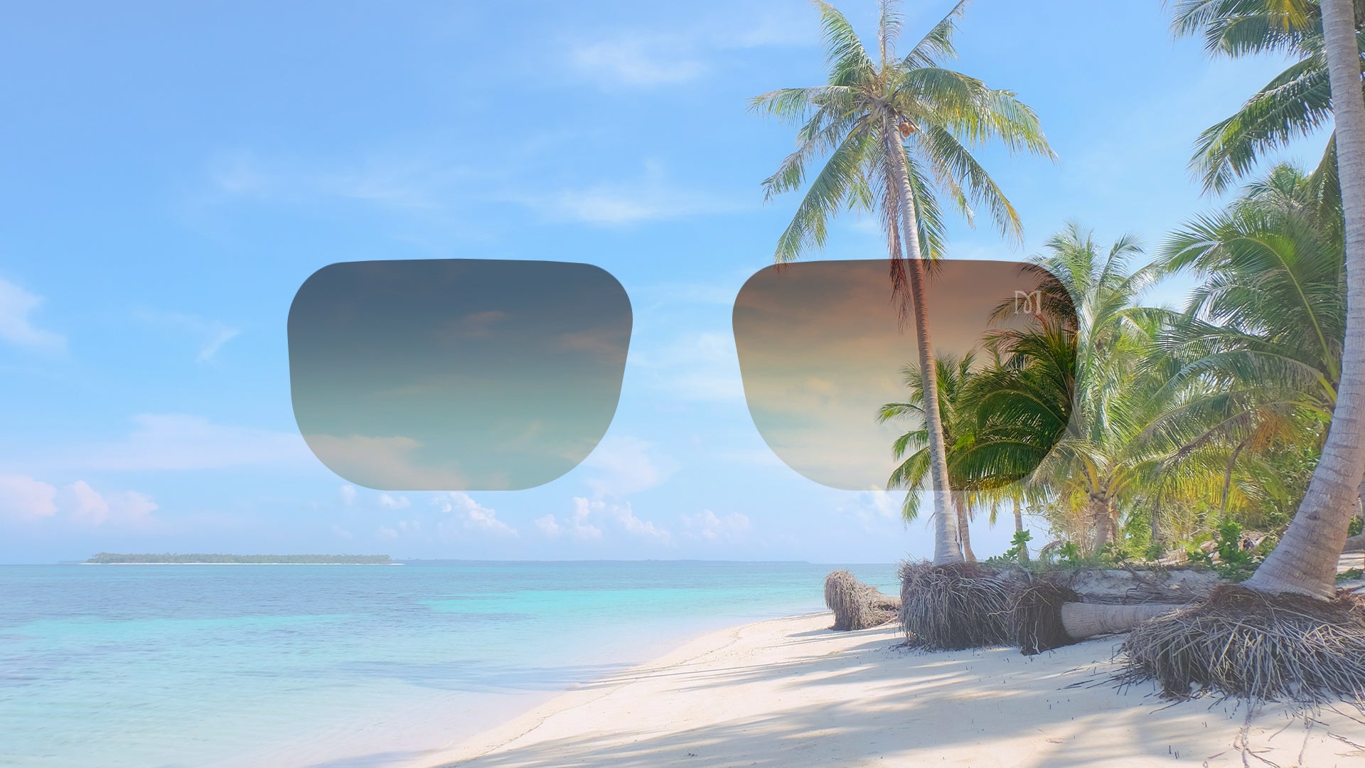 Dit is hoe je kijkt door de lens van de UR3328 Royale. Een high-end zonnebril met bruine gradient lenzen die je ogen beschermen tegen UV straling en je zicht verhelderen.